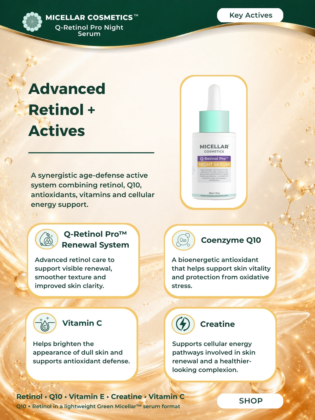 Micellar Cosmetics™ | Q-Retinol Pro™ Serum | Advanced Renewal Serum