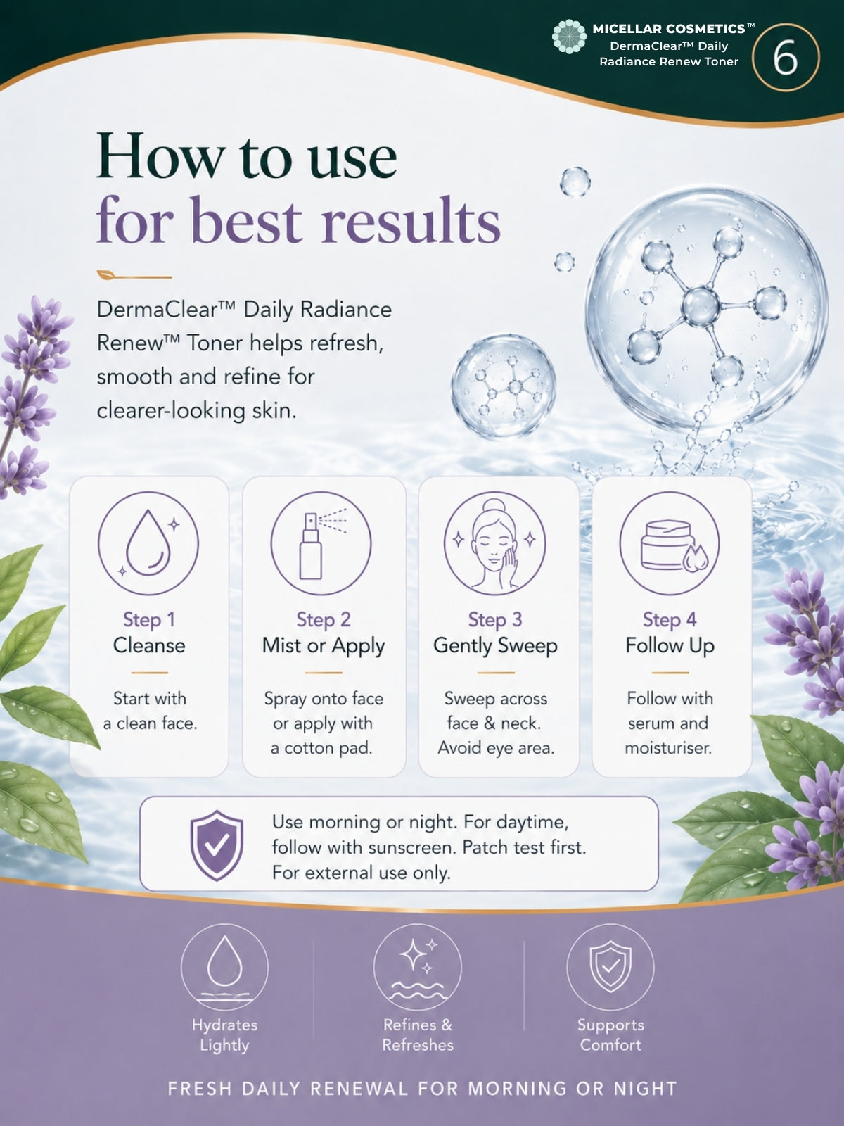 Micellar Cosmetics™ | DermaClear™ Daily Radiance Renew Toner | Micellar Water