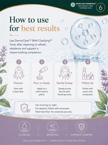 Micellar Cosmetics™ | DermaClear™ BHA Clarifying Toner / Micellar Water