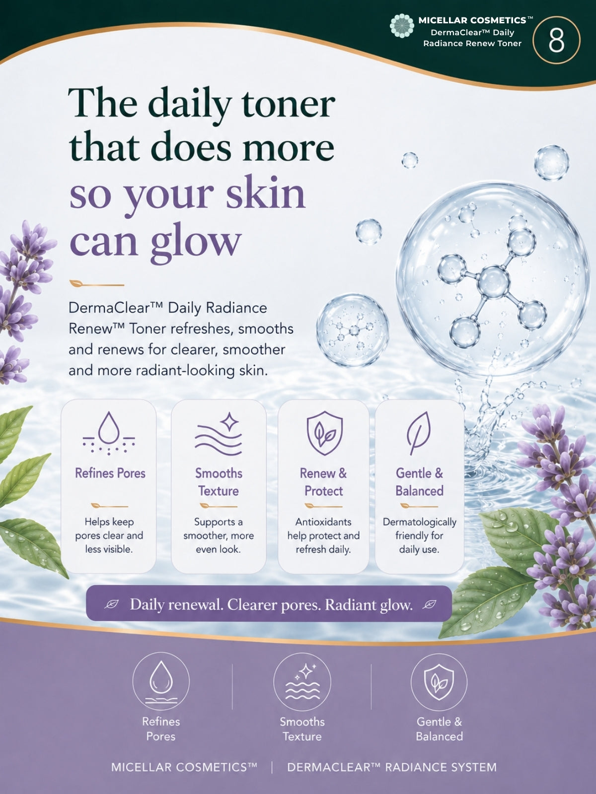 Micellar Cosmetics™ | DermaClear™ Daily Radiance Renew Toner | Micellar Water