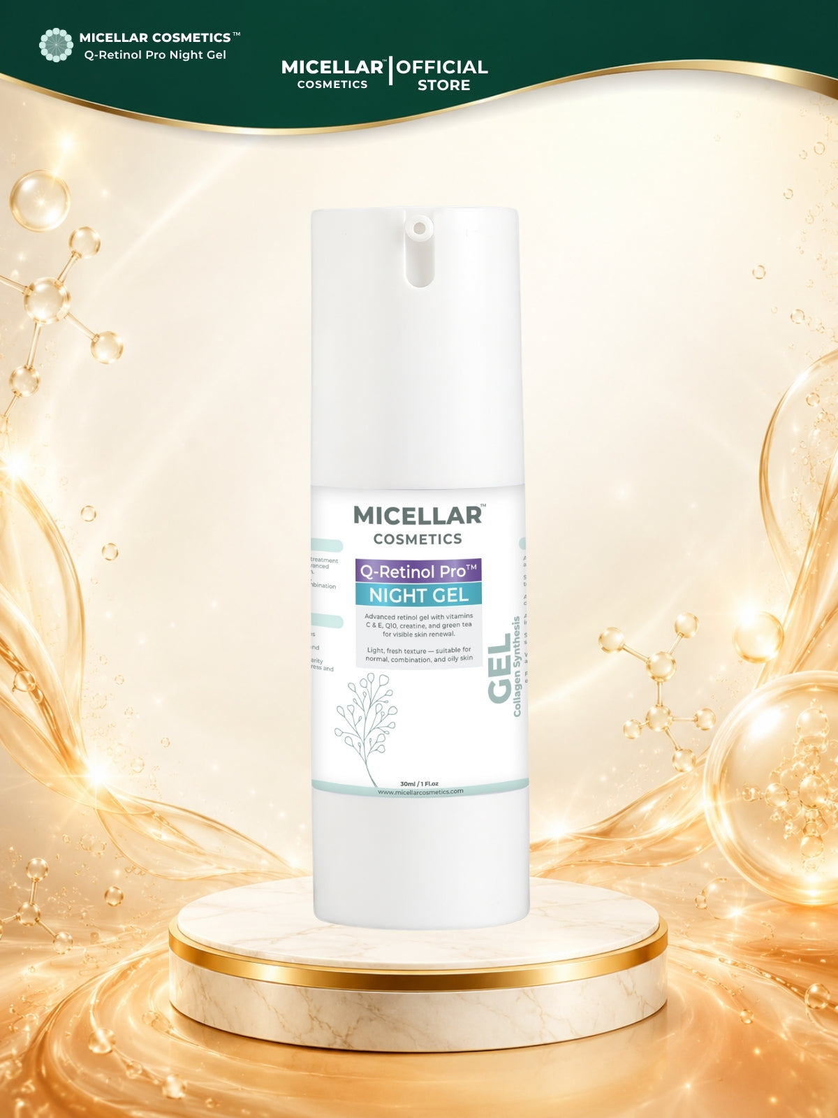 Micellar Cosmetics™ | Q-Retinol Pro™ Gel | Advanced Night Renewal Gel