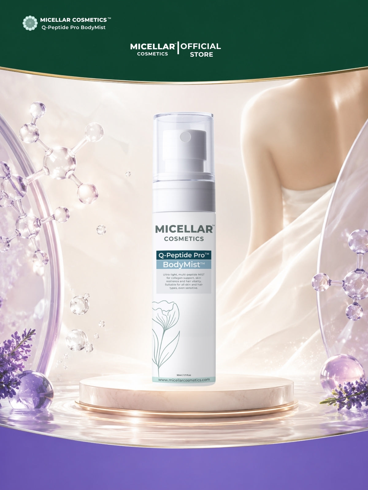 Micellar Cosmetics™ | Q-Peptide Pro™ BodyMist | Firming + Energy Complex