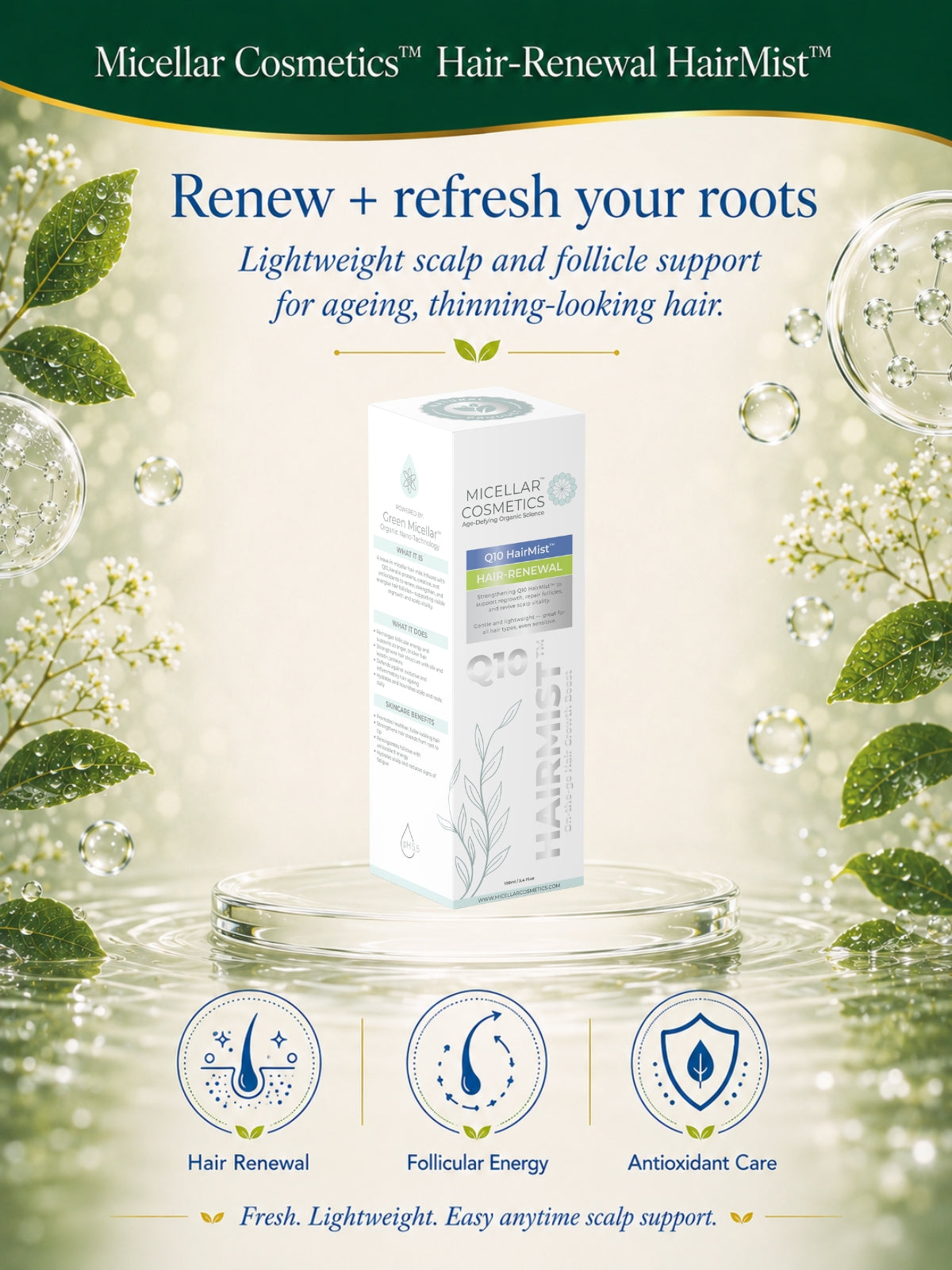 Micellar Cosmetics™ | Q10 Hair-Renewal HairMist™