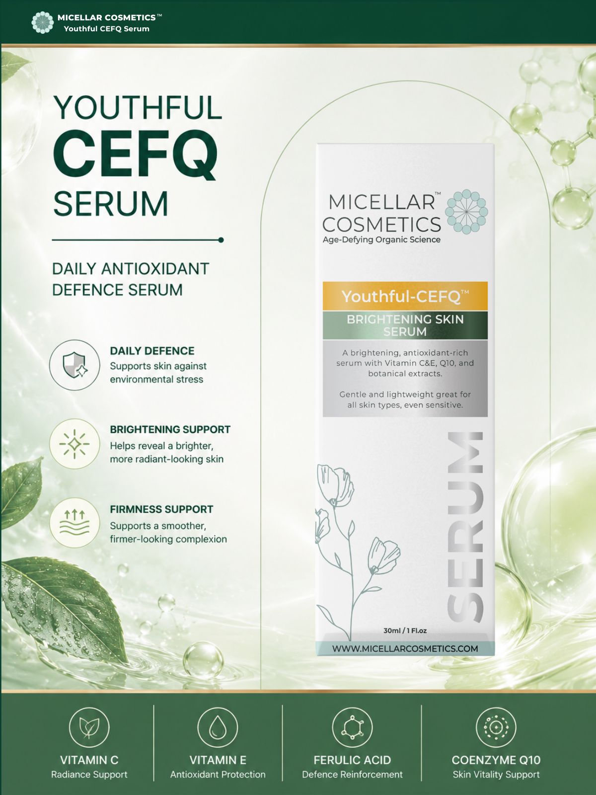 Micellar Cosmetics™ | Youthful-CEFQ™ Anti-Aging Serum