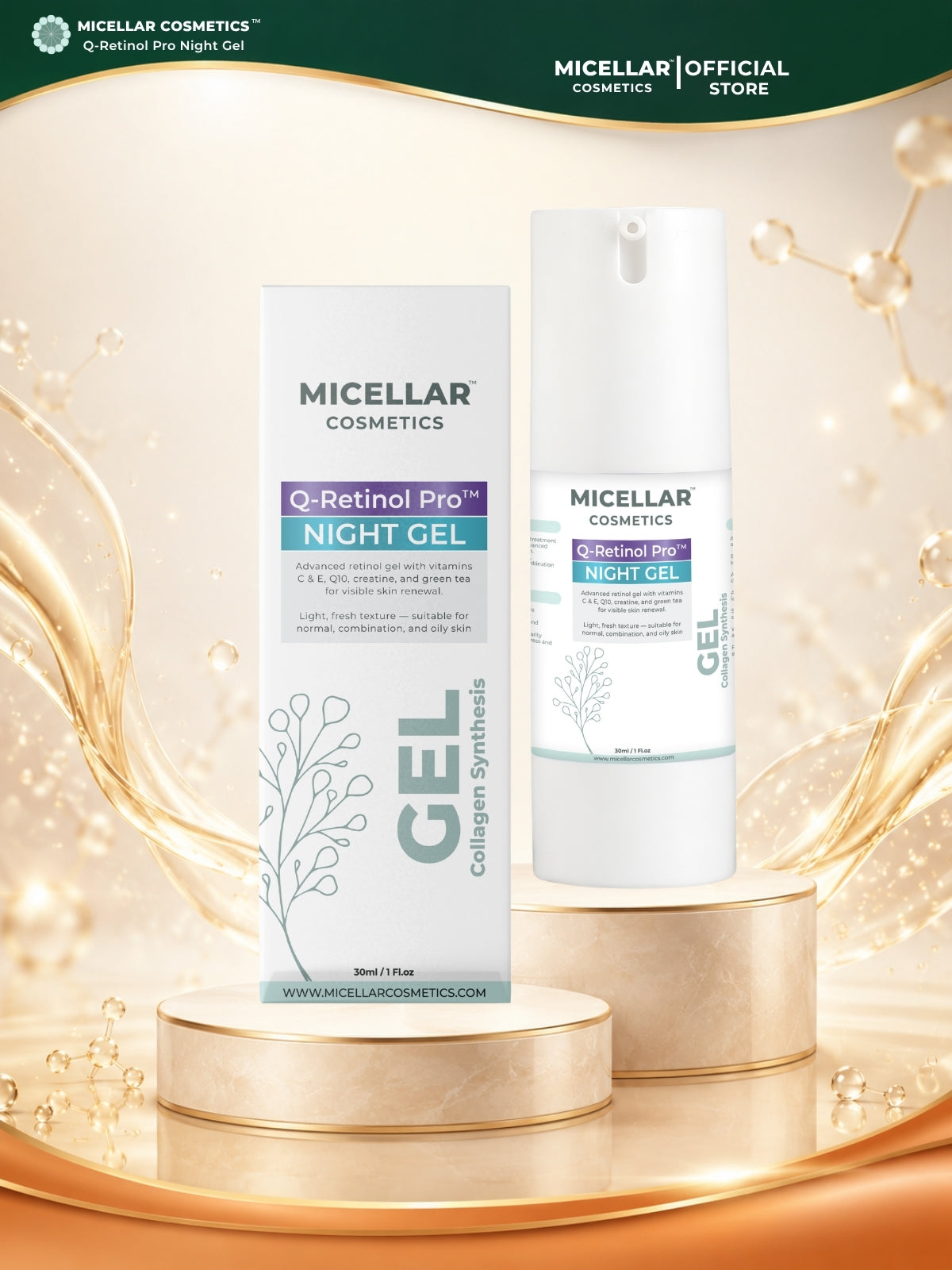 Micellar Cosmetics™ | Q-Retinol Pro™ Gel | Advanced Night Renewal Gel
