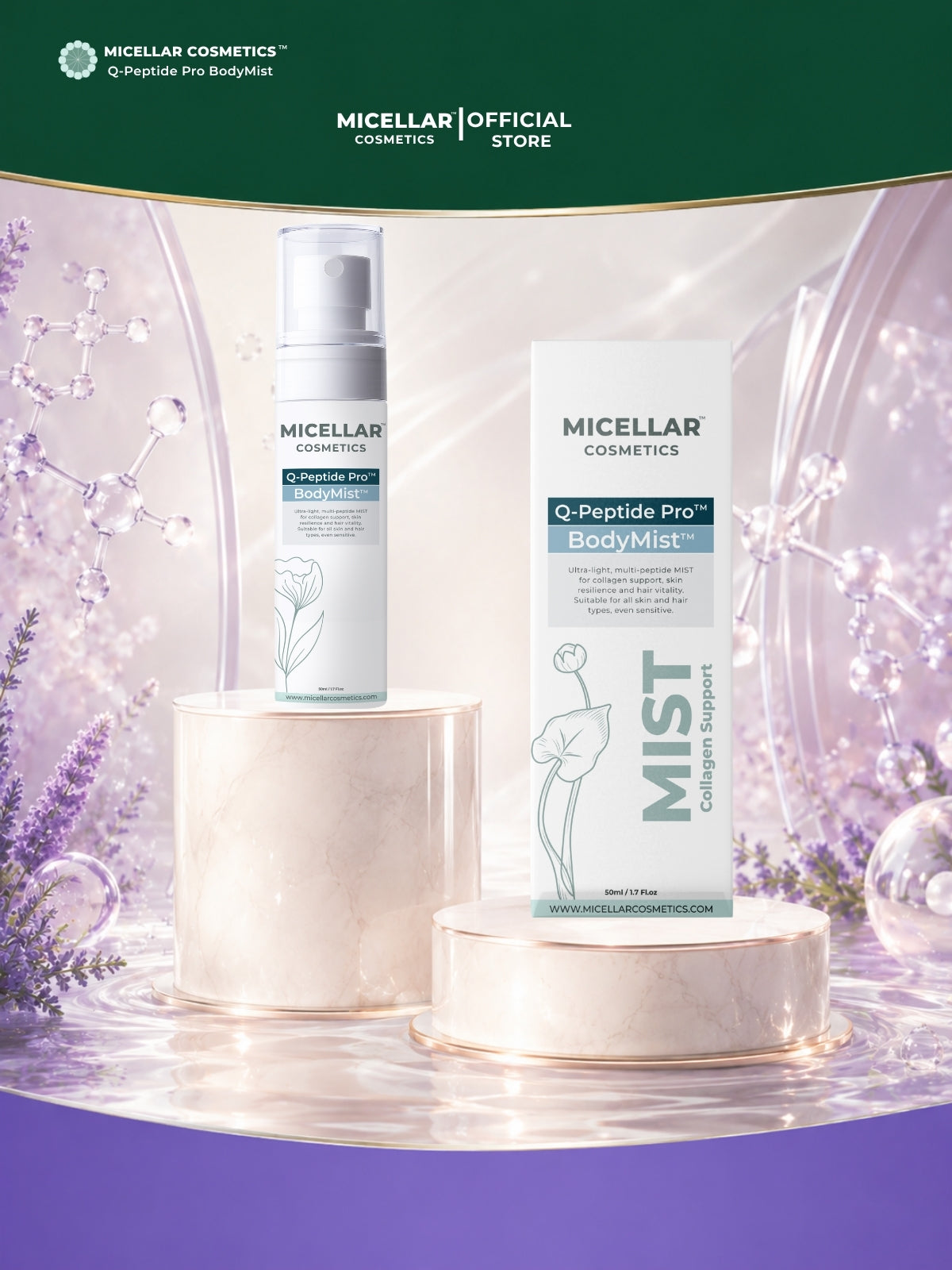 Micellar Cosmetics™ | Q-Peptide Pro™ BodyMist | Firming + Energy Complex