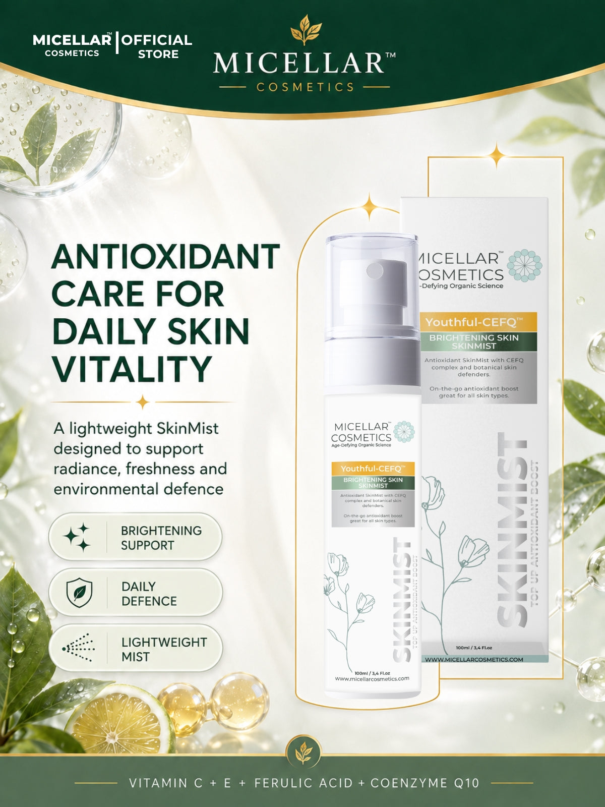 Micellar Cosmetics™ | Youthful-CEFQ™ Anti-aging SkinMist
