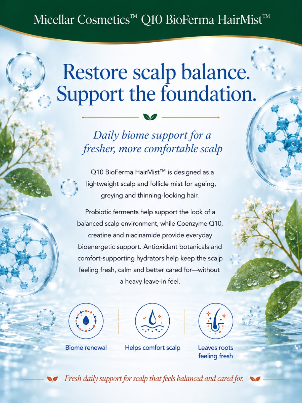Micellar Cosmetics™ | BioFerma-Q10™ Probiotic Renewal HairMist™