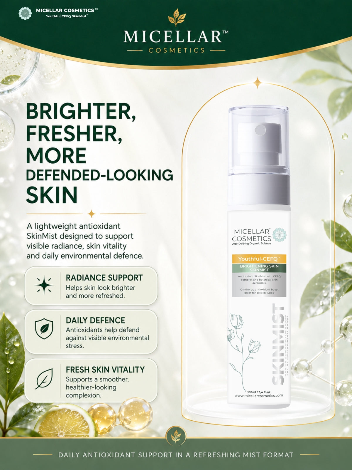 Micellar Cosmetics™ | Youthful-CEFQ™ Anti-aging SkinMist