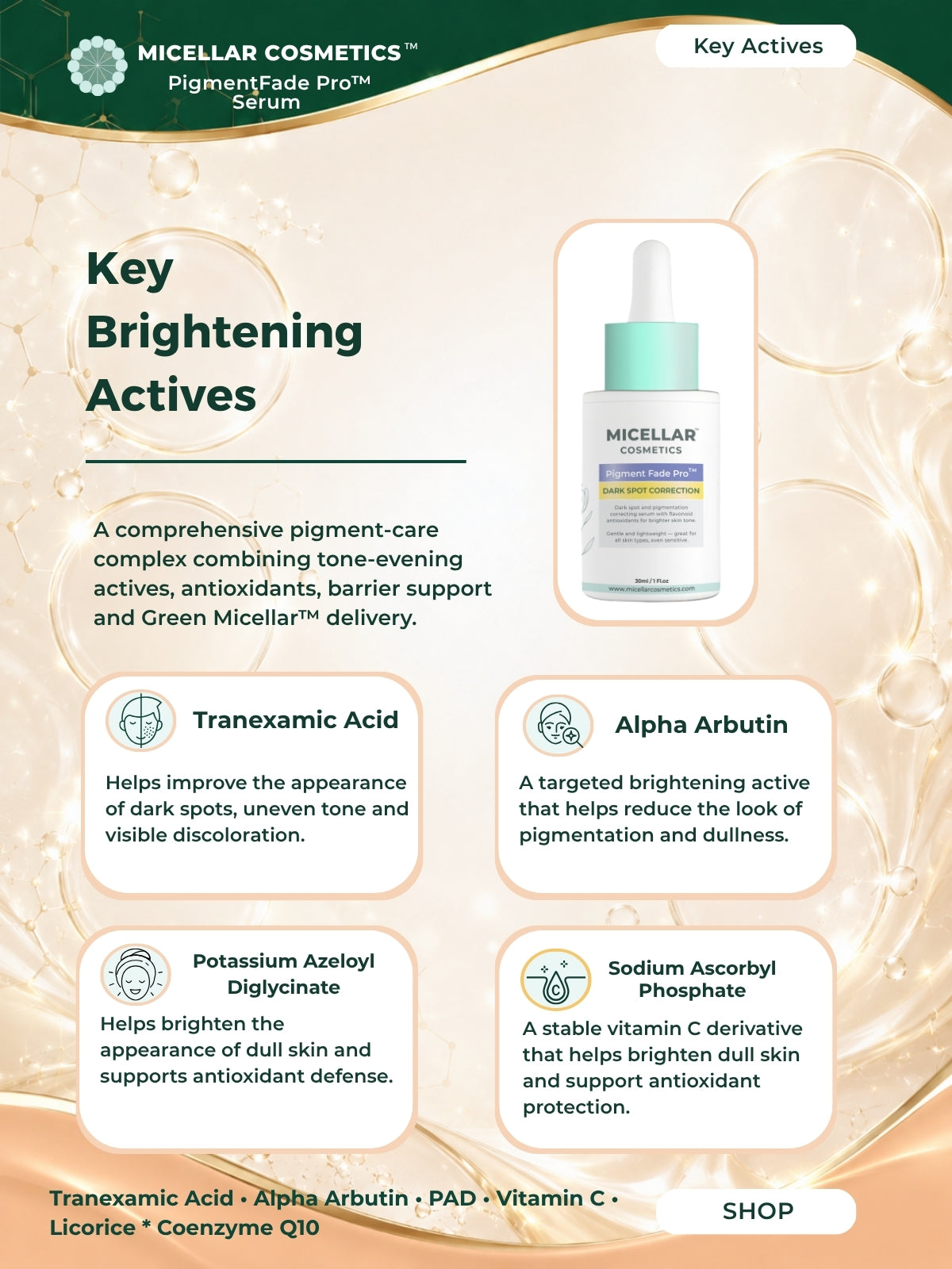 Micellar Cosmetics™ | PigmentFade Pro | Dark-Spot Correcting Serum