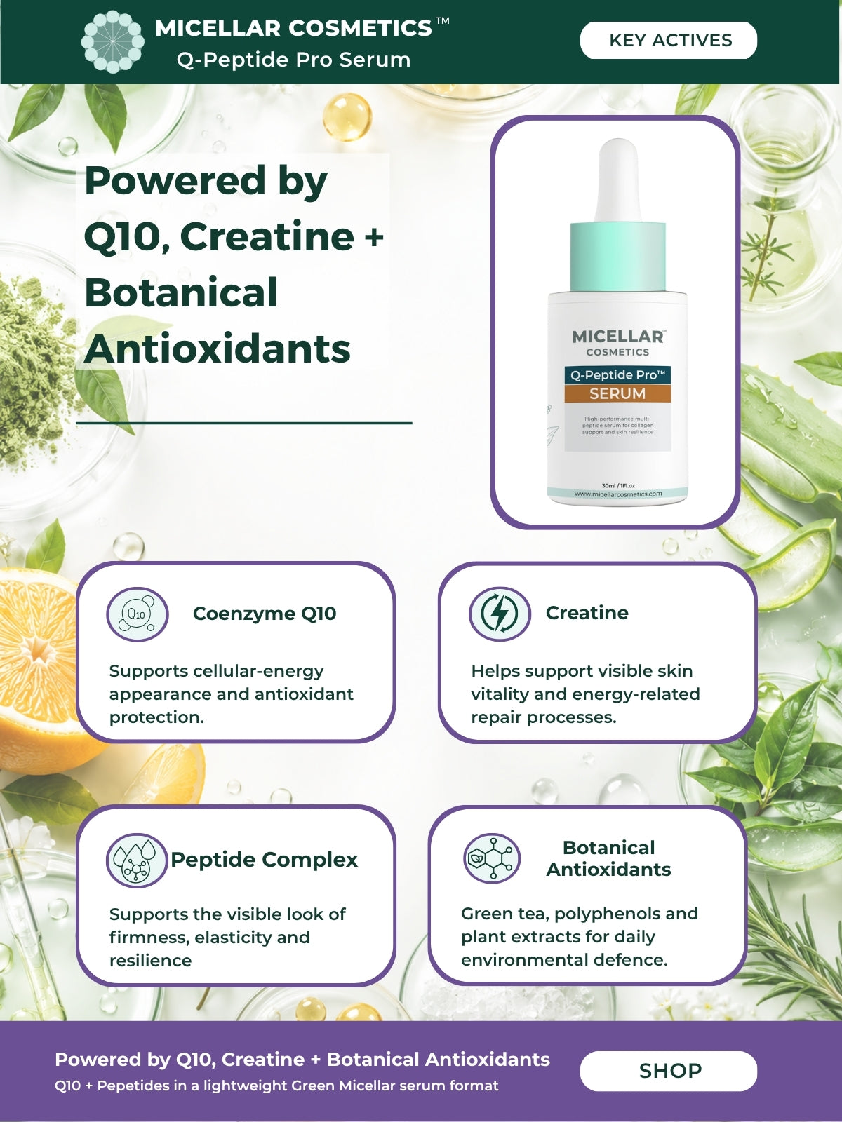 Micellar Cosmetics™ | Q-Peptide Pro™ Serum | Advanced Peptide Repair
