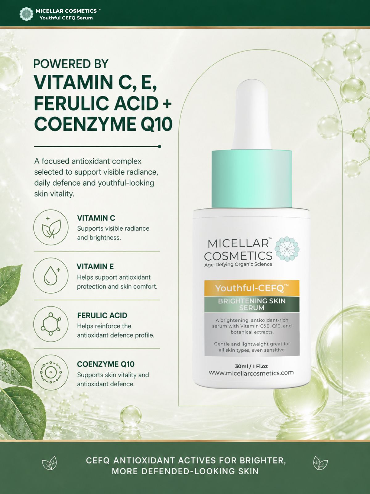 Micellar Cosmetics™ | Youthful-CEFQ™ Anti-Aging Serum