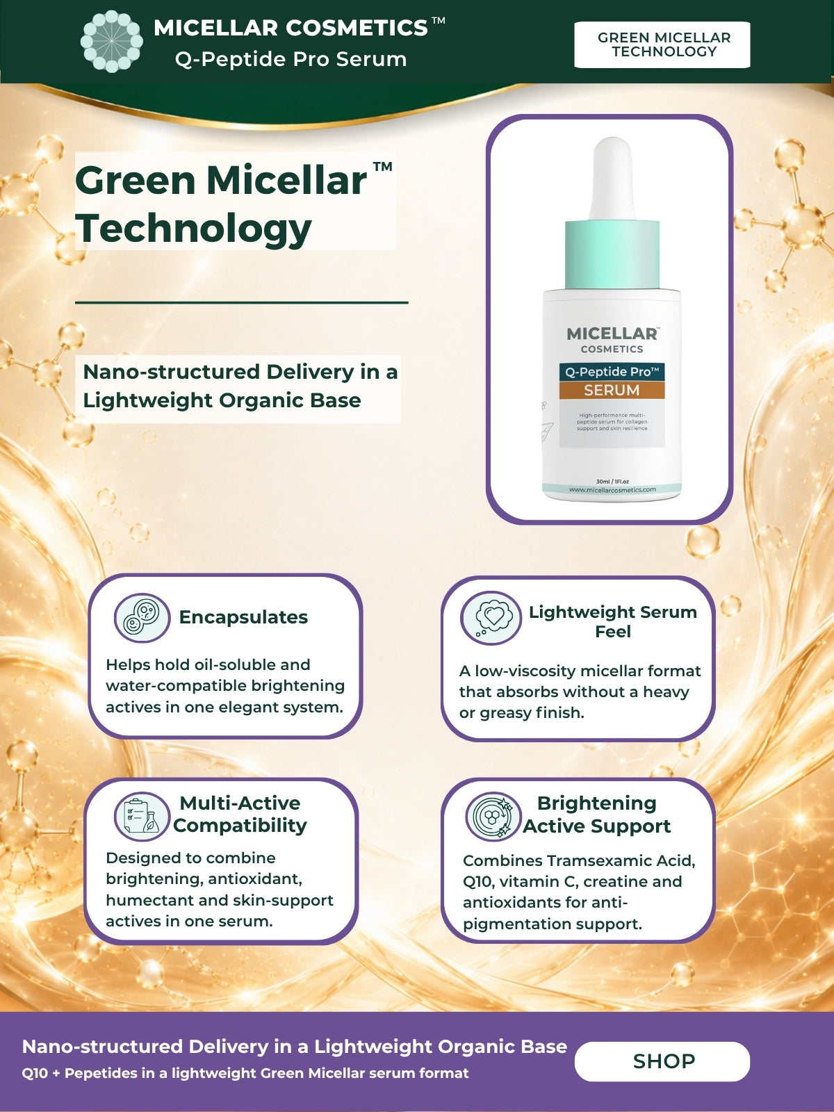 Micellar Cosmetics™ | Q-Peptide Pro™ Serum | Advanced Peptide Repair
