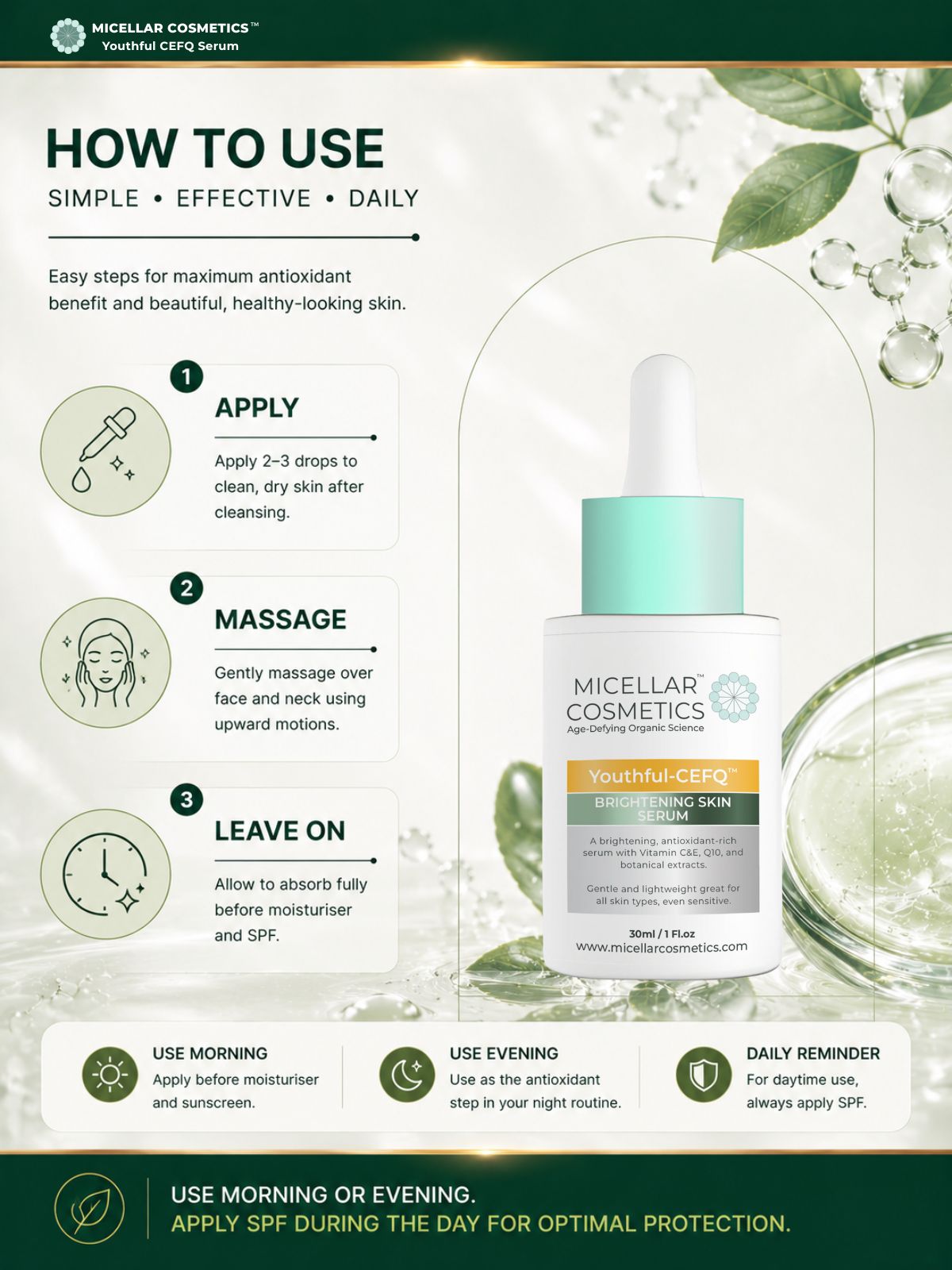 Micellar Cosmetics™ | Youthful-CEFQ™ Anti-Aging Serum