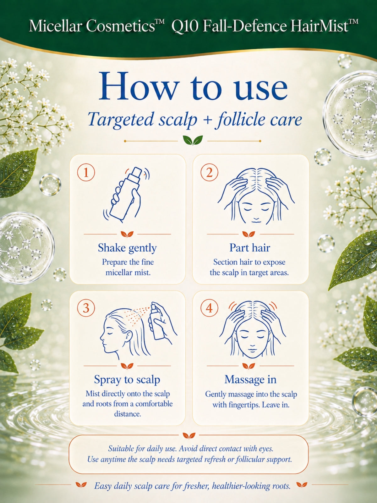 Micellar Cosmetics™ | Q10 Fall-Defense HairMist™