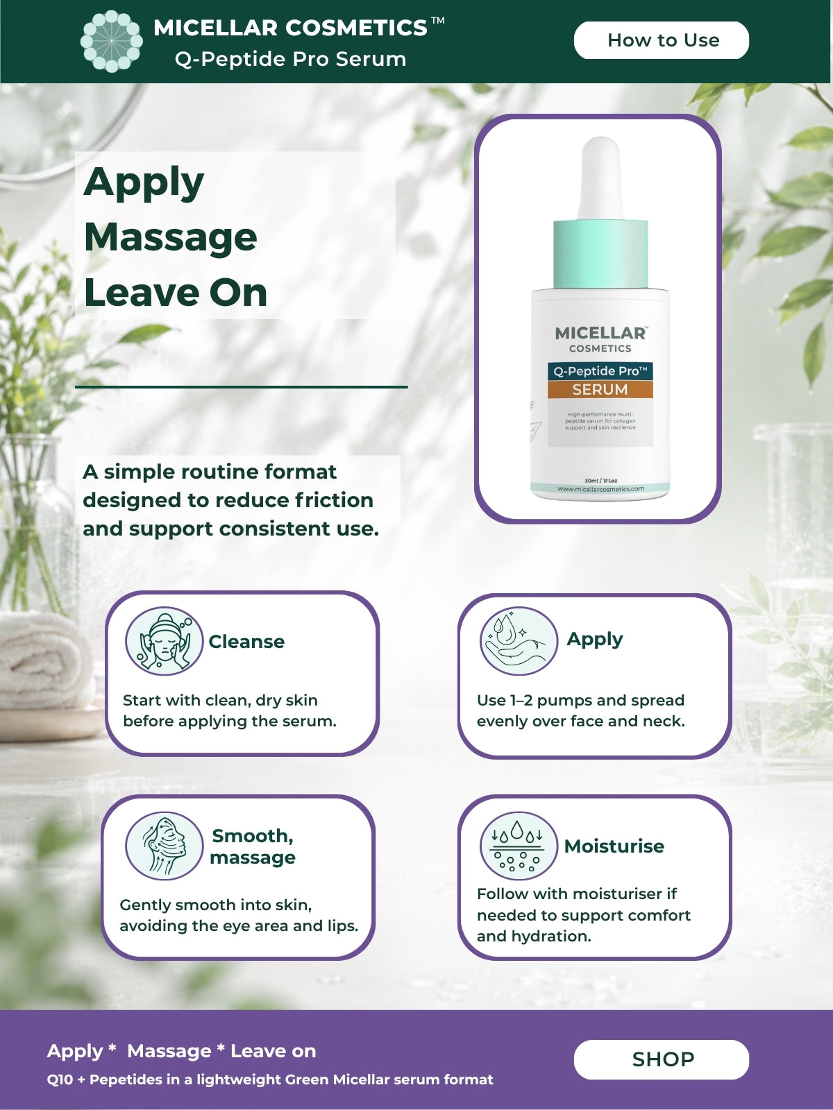 Micellar Cosmetics™ | Q-Peptide Pro™ Serum | Advanced Peptide Repair