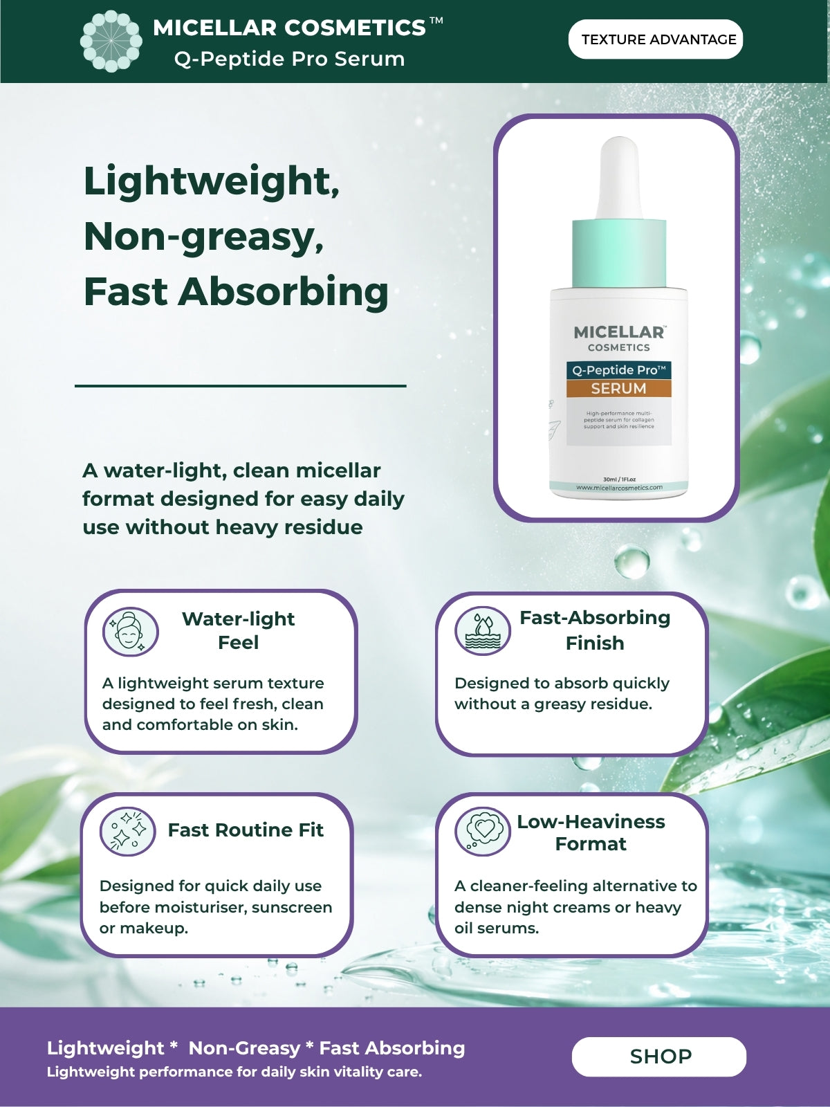 Micellar Cosmetics™ | Q-Peptide Pro™ Serum | Advanced Peptide Repair