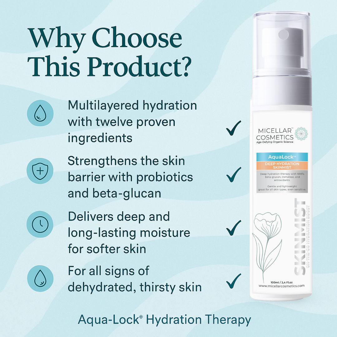 Micellar Cosmetics™ AquaLock SkinMist™ | Weightless Multi-Level Hydration